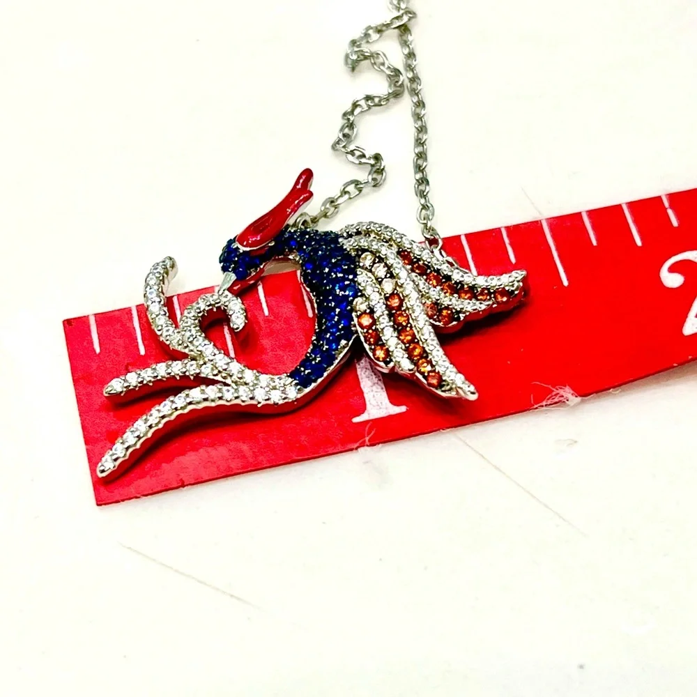 Garnet CZ Phenix Pendant 14KGP Necklace